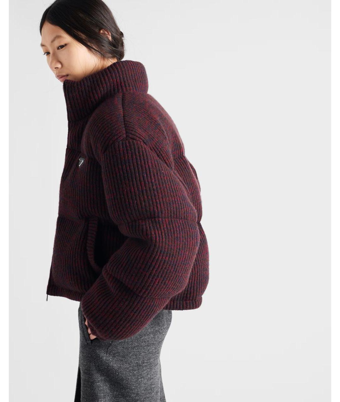 PRADA Бордовый полиэстеровый пуховик, фото 6