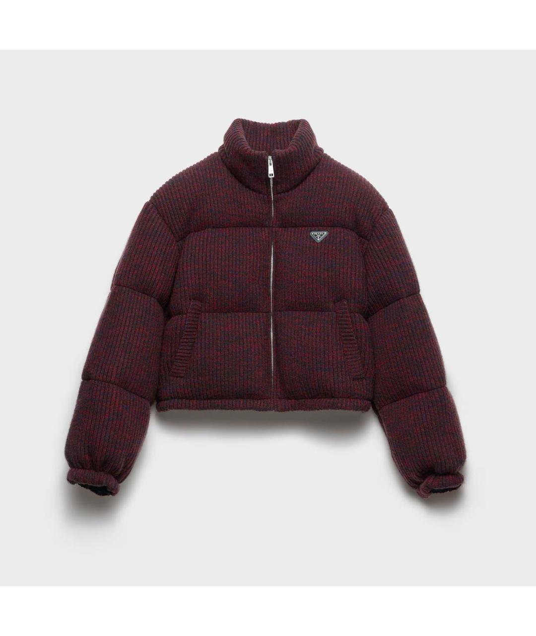 PRADA Бордовый полиэстеровый пуховик, фото 7