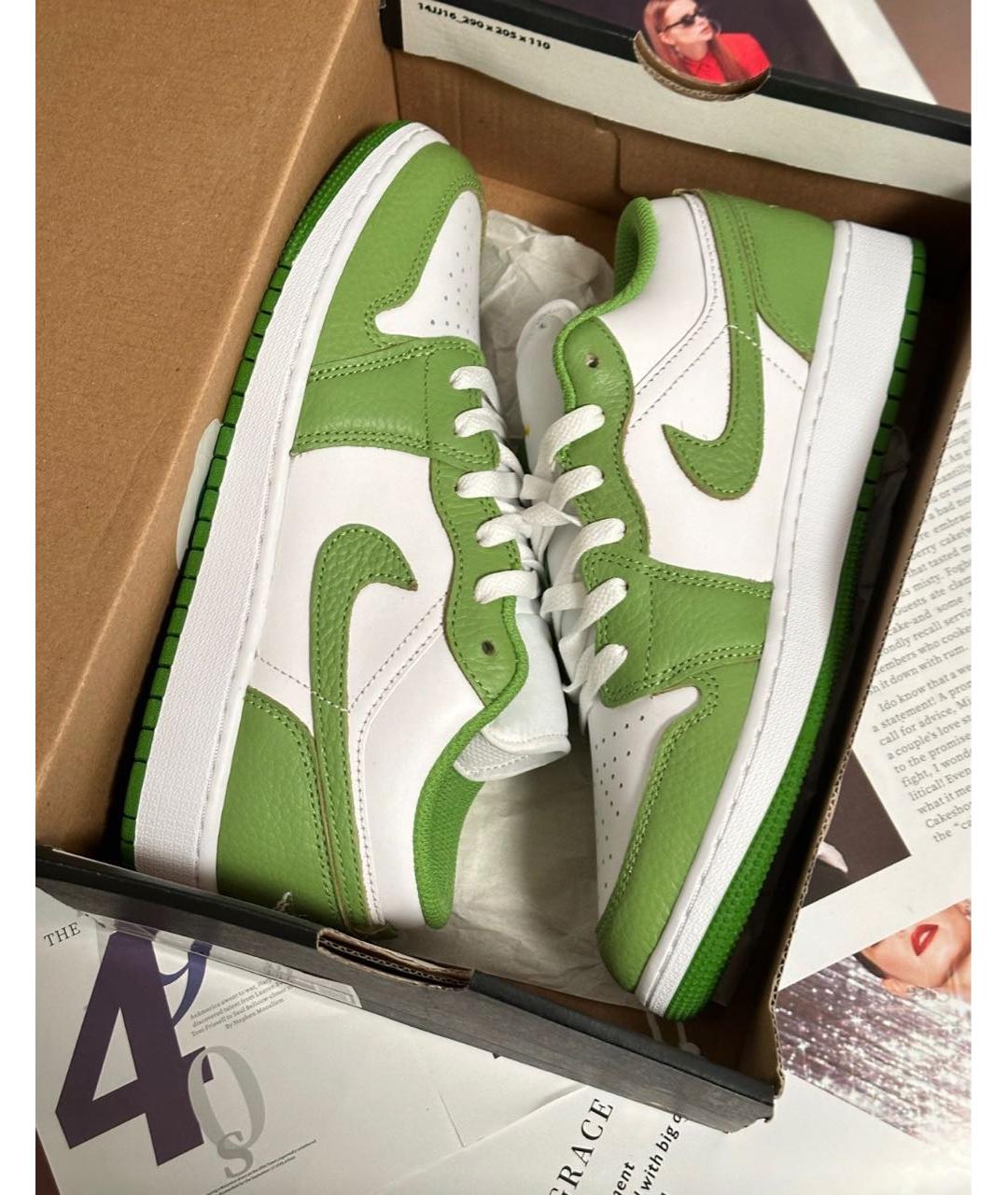 JORDAN Зеленые кожаные кроссовки, фото 2