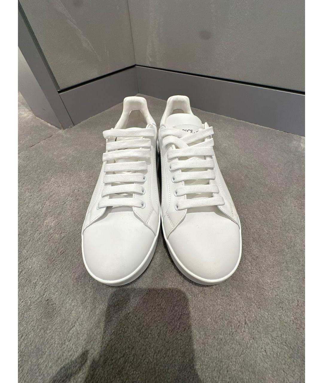 DOLCE&GABBANA Белые кожаные кеды, фото 3