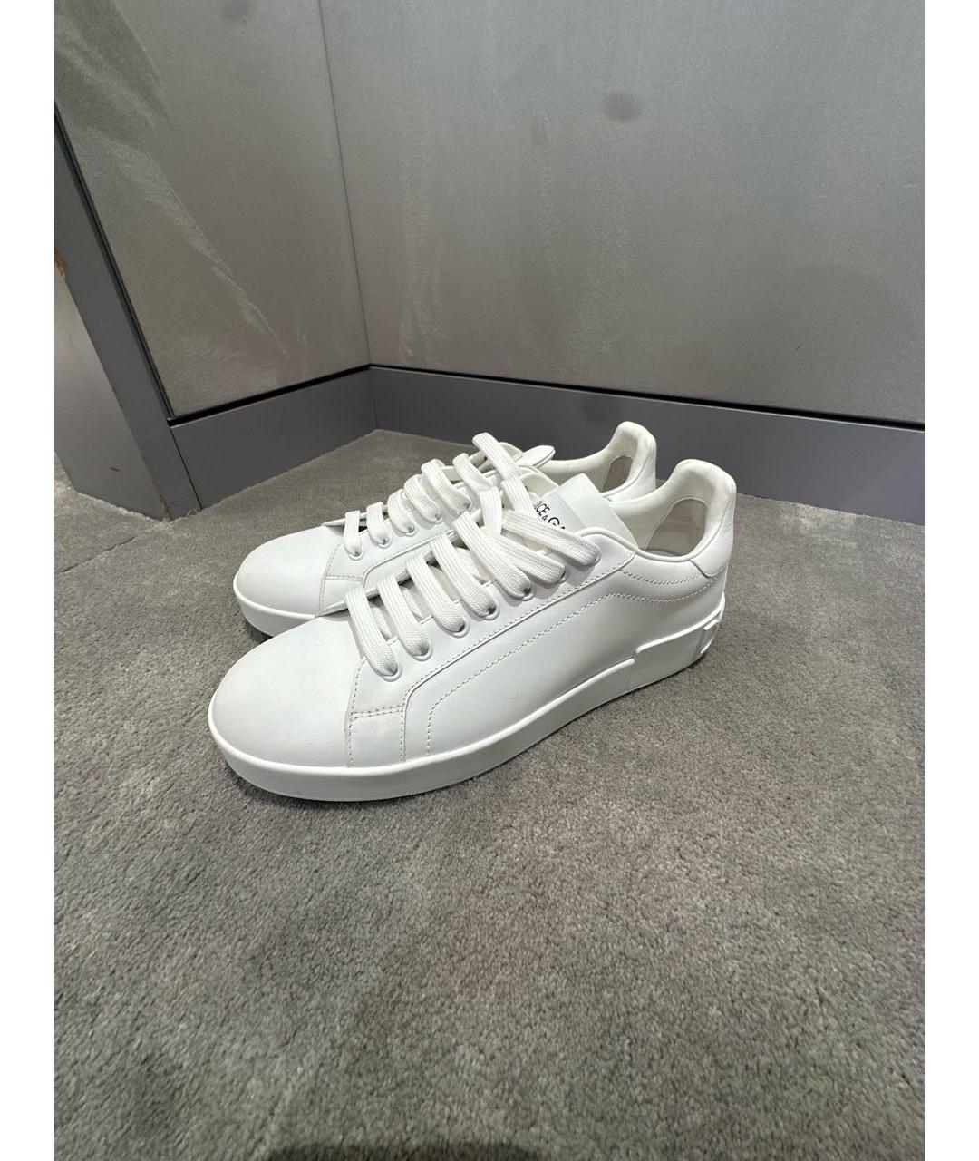 DOLCE&GABBANA Белые кожаные кеды, фото 2