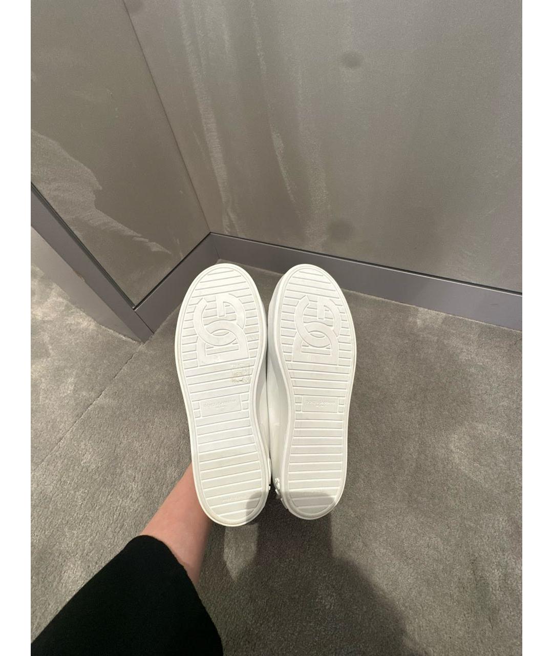 DOLCE&GABBANA Белые кожаные кеды, фото 5