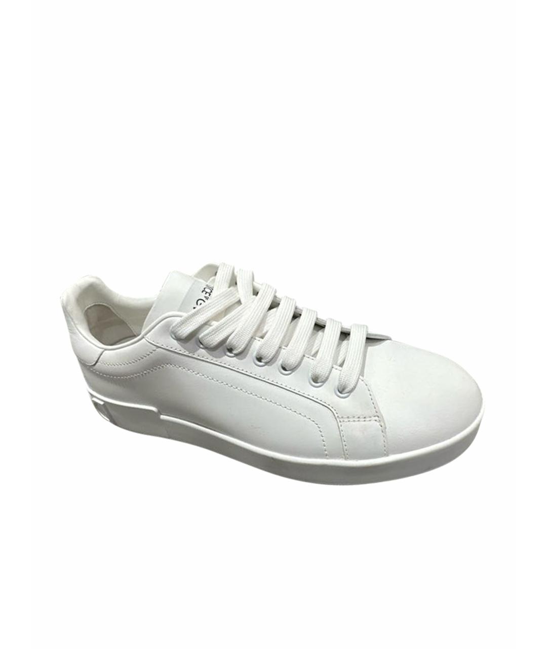 DOLCE&GABBANA Белые кожаные кеды, фото 1