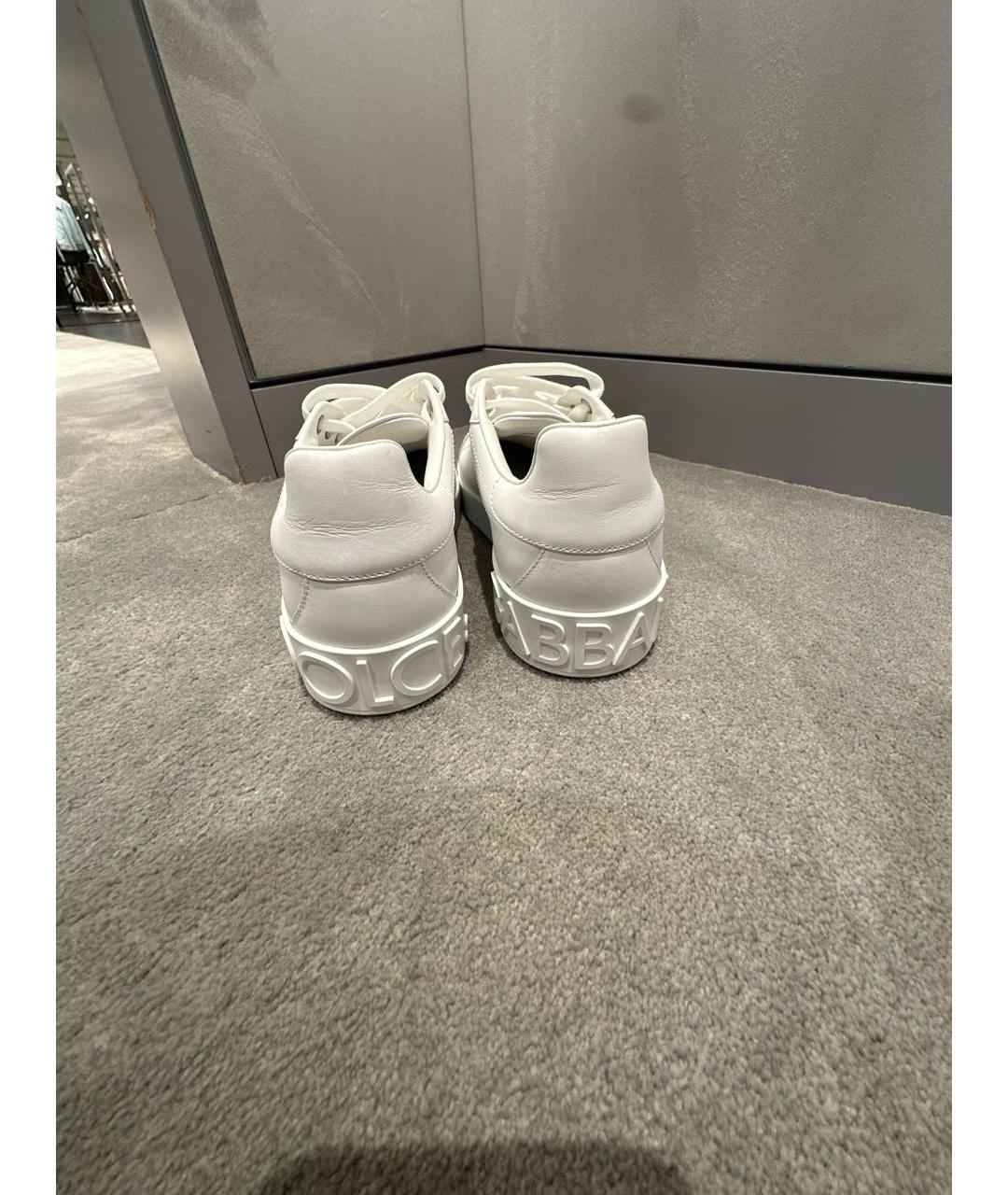 DOLCE&GABBANA Белые кожаные кеды, фото 4