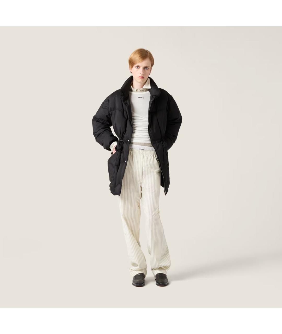 MIU MIU Черный полиэстеровый пуховик, фото 2