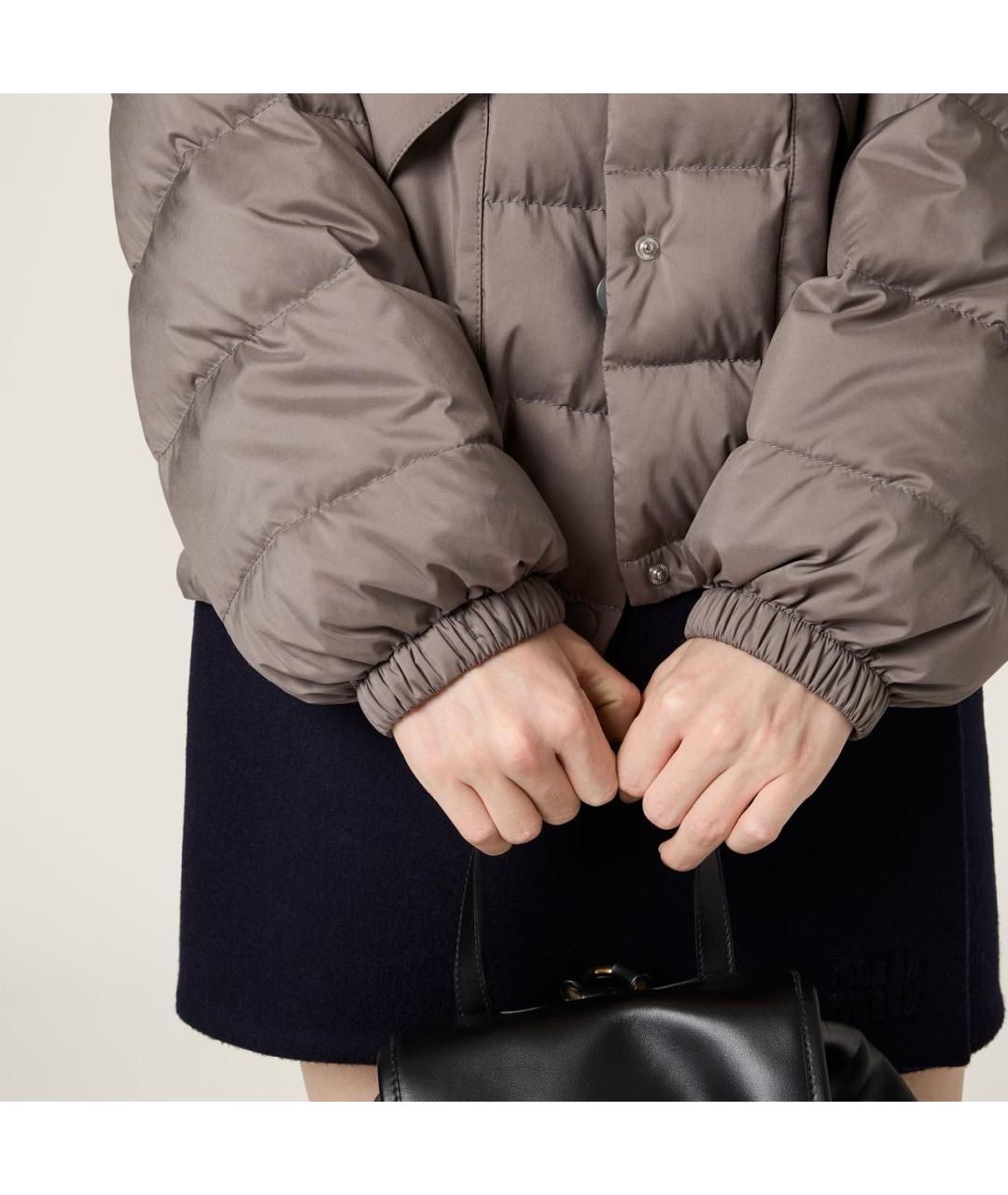 MIU MIU Серый полиэстеровый пуховик, фото 4