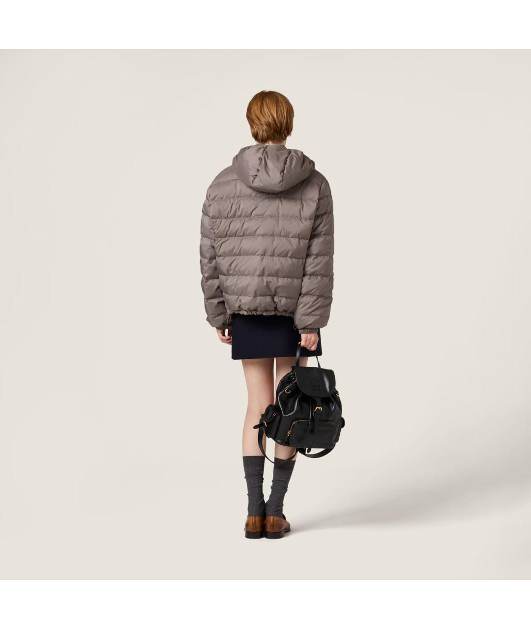 MIU MIU Серый полиэстеровый пуховик, фото 3
