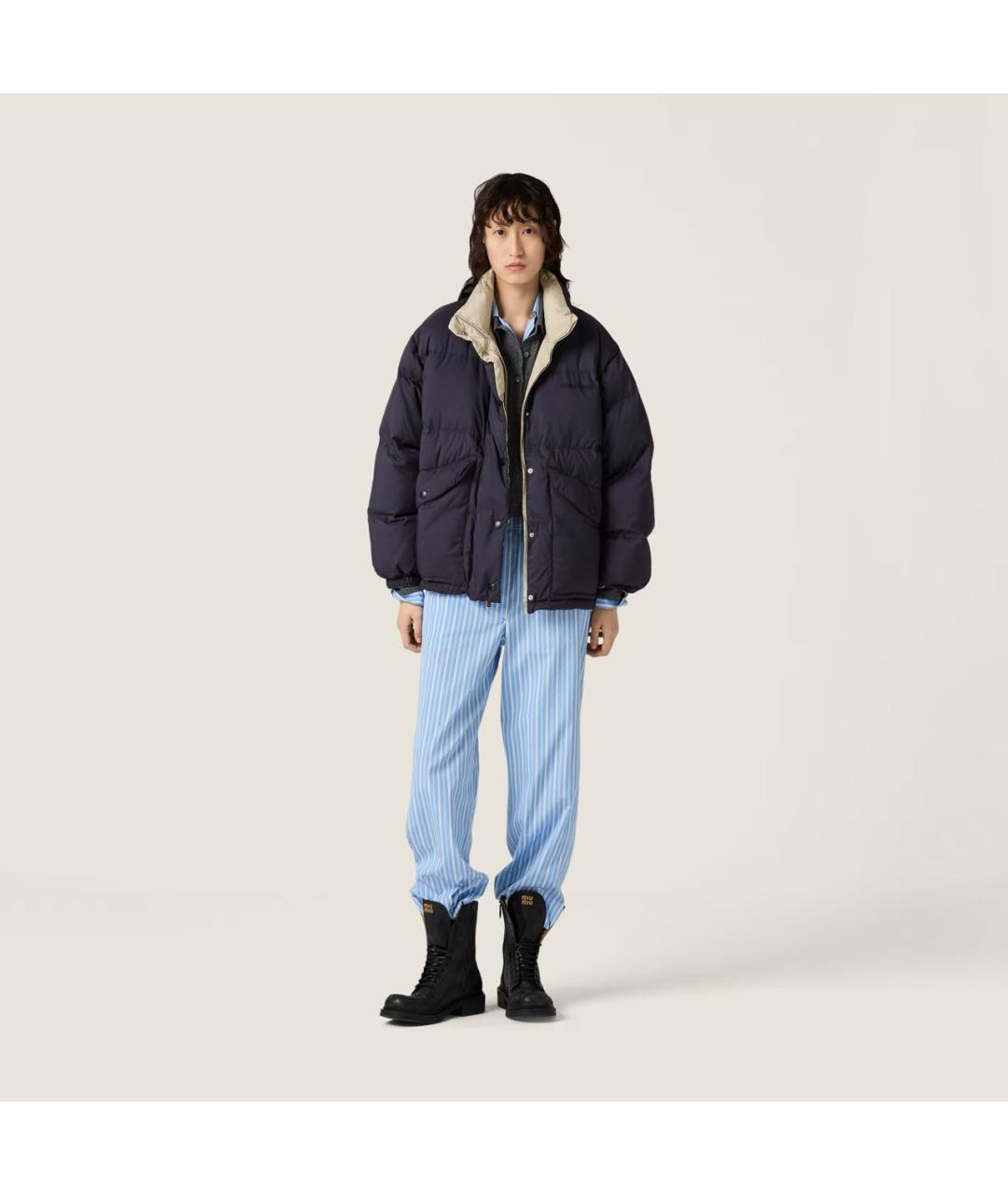 MIU MIU Синий полиэстеровый пуховик, фото 2