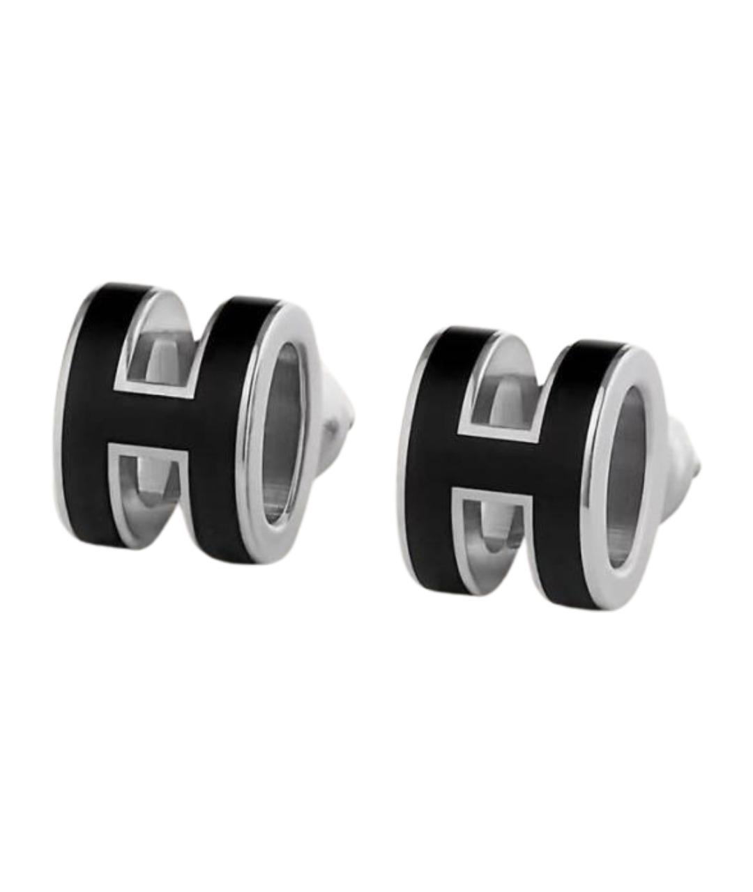 HERMES Черные металлические серьги, фото 1
