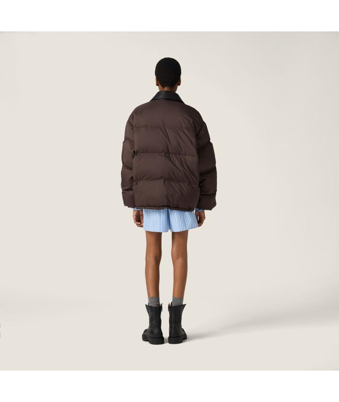 MIU MIU Коричневый полиэстеровый пуховик, фото 3