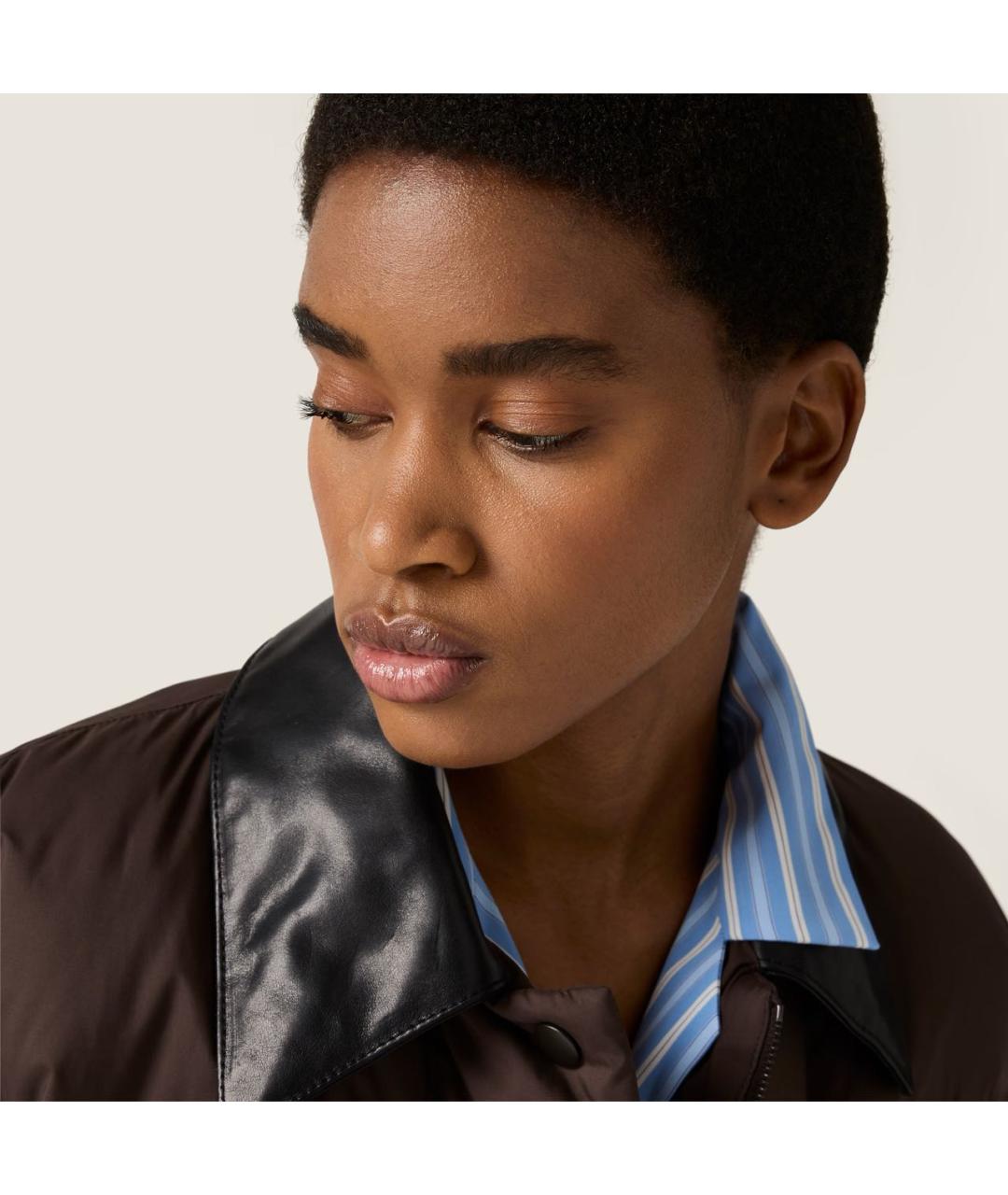 MIU MIU Коричневый полиэстеровый пуховик, фото 4