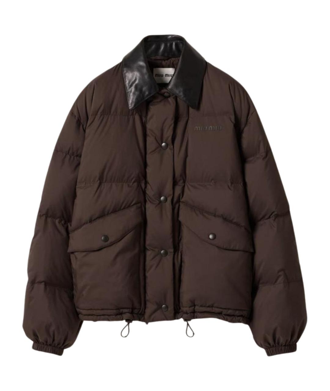 MIU MIU Коричневый полиэстеровый пуховик, фото 1