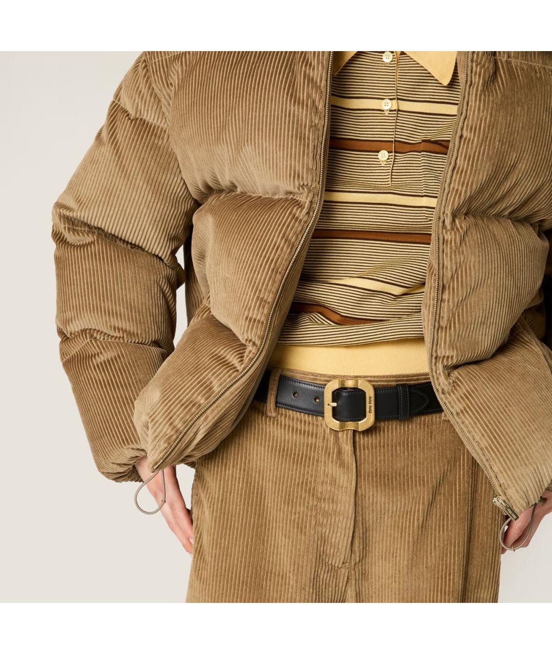 MIU MIU Бежевый полиэстеровый пуховик, фото 6