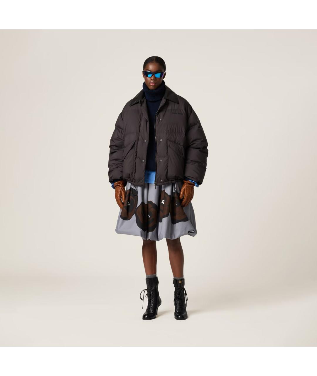 MIU MIU Черный полиэстеровый пуховик, фото 2