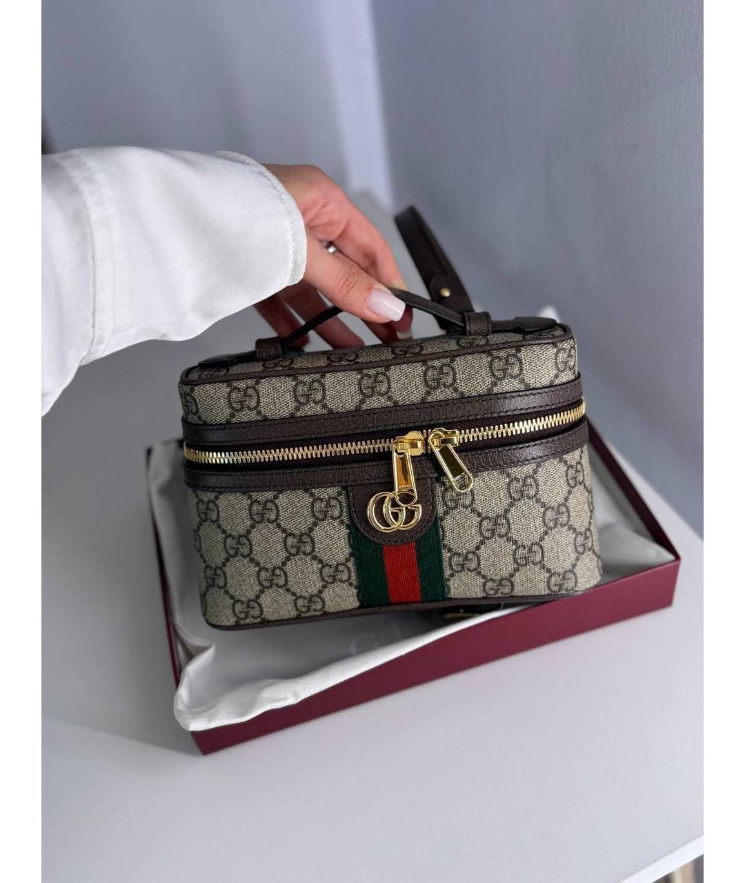 GUCCI Коричневая кожаная сумка с короткими ручками, фото 6