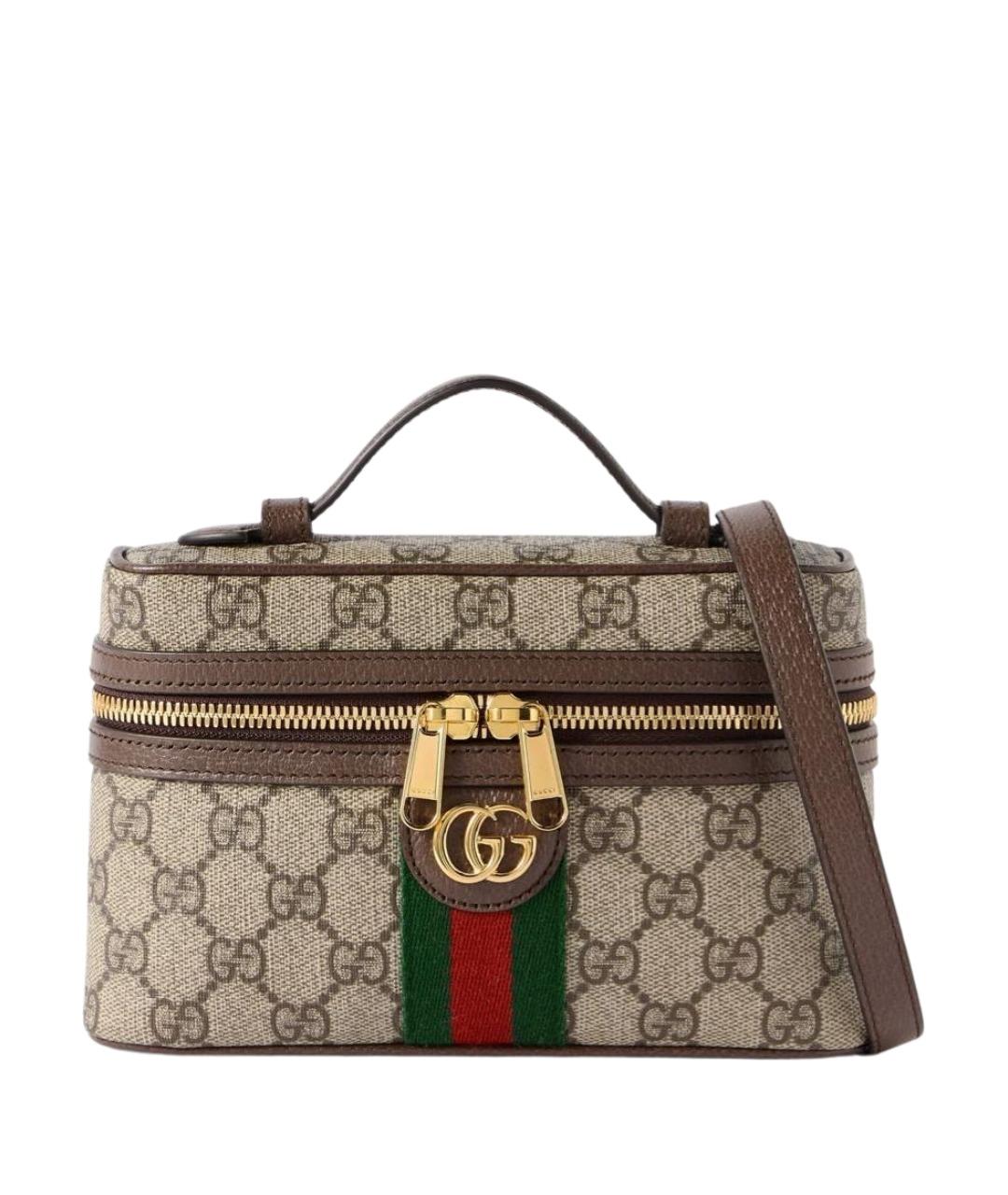 GUCCI Коричневая кожаная сумка с короткими ручками, фото 1