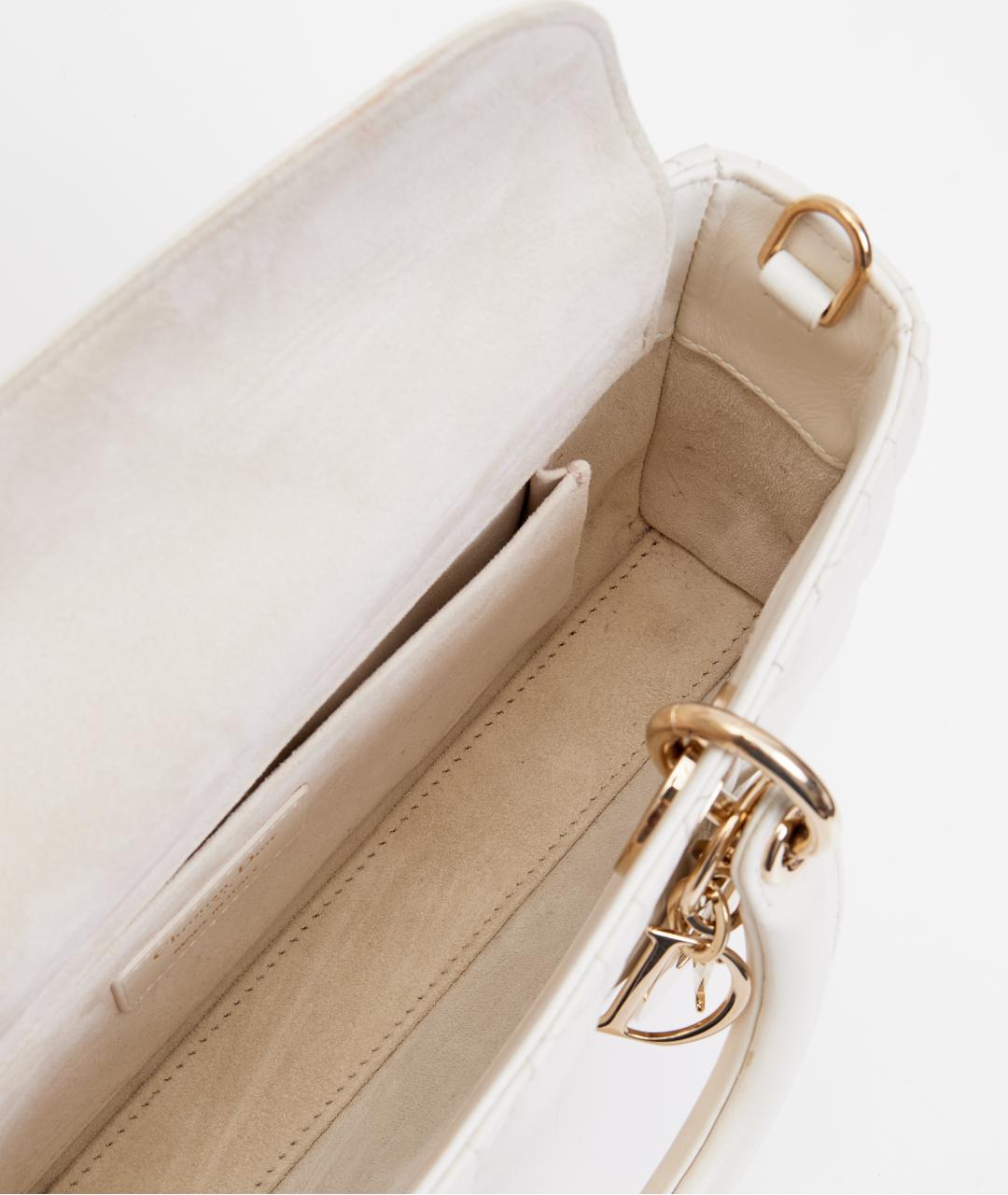 CHRISTIAN DIOR Белая кожаная сумка с короткими ручками, фото 7