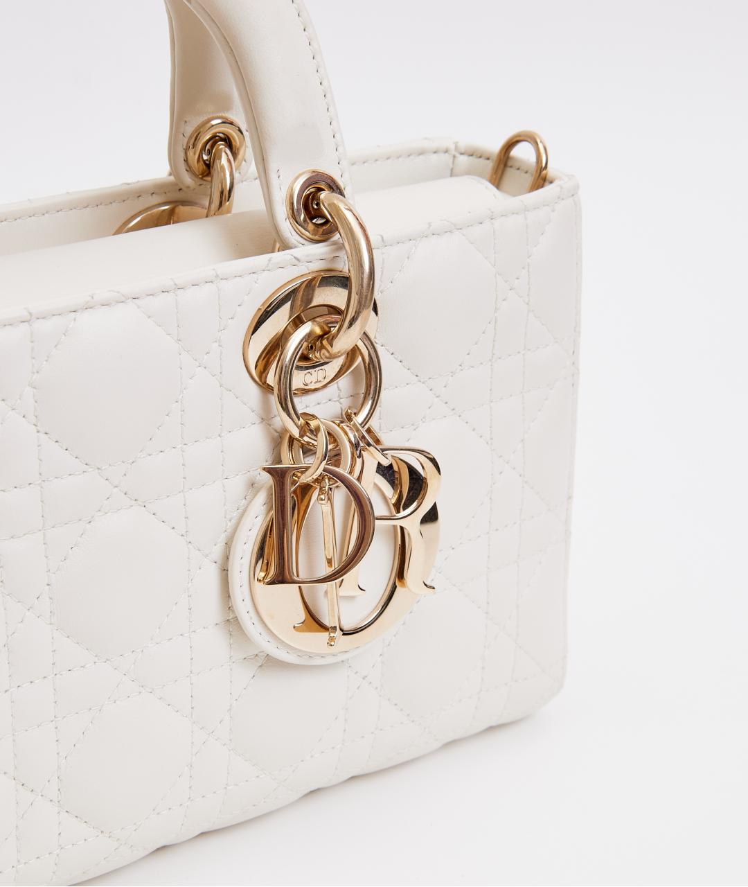 CHRISTIAN DIOR Белая кожаная сумка с короткими ручками, фото 5