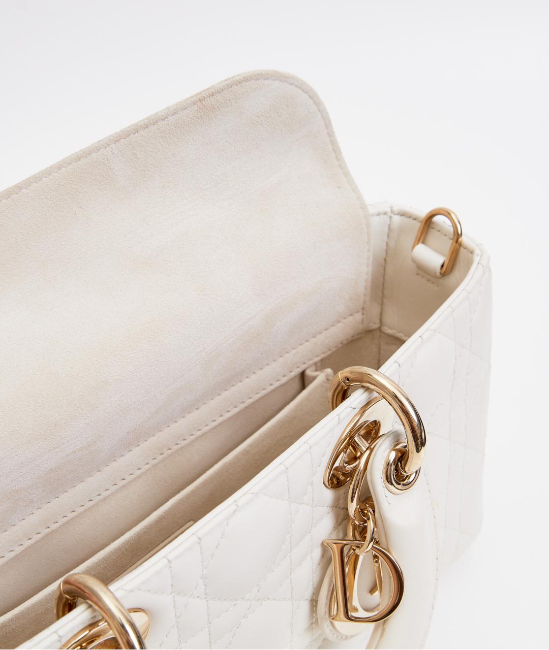 CHRISTIAN DIOR Белая кожаная сумка с короткими ручками, фото 6