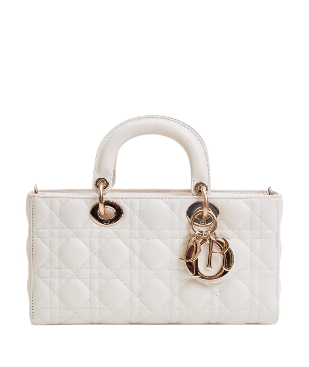 CHRISTIAN DIOR Белая кожаная сумка с короткими ручками, фото 1