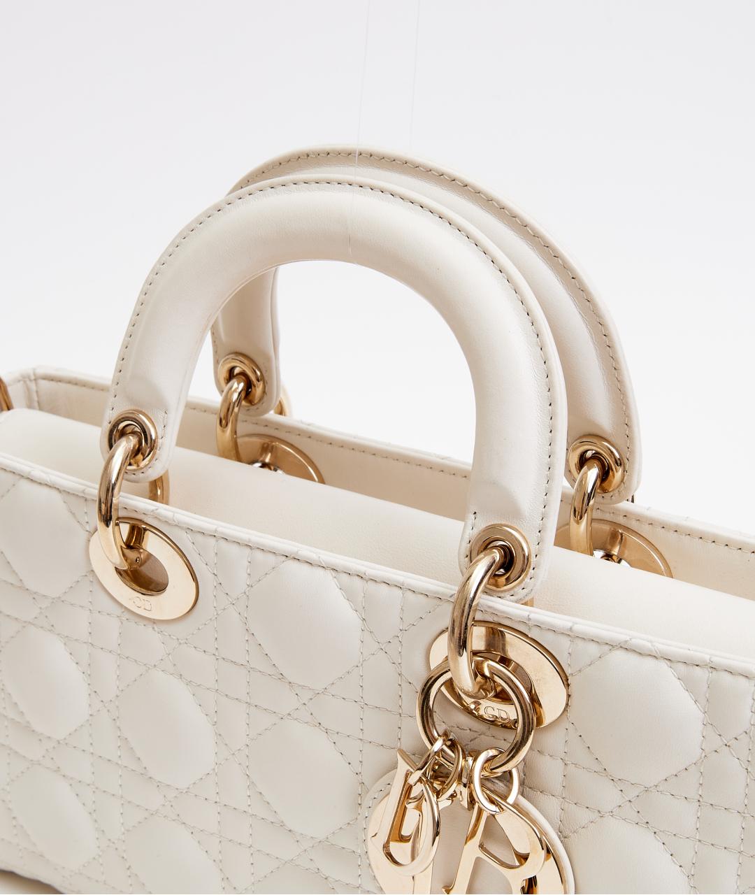 CHRISTIAN DIOR Белая кожаная сумка с короткими ручками, фото 4