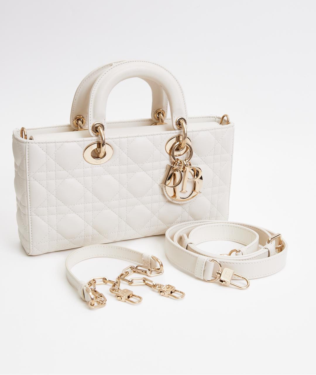 CHRISTIAN DIOR Белая кожаная сумка с короткими ручками, фото 8