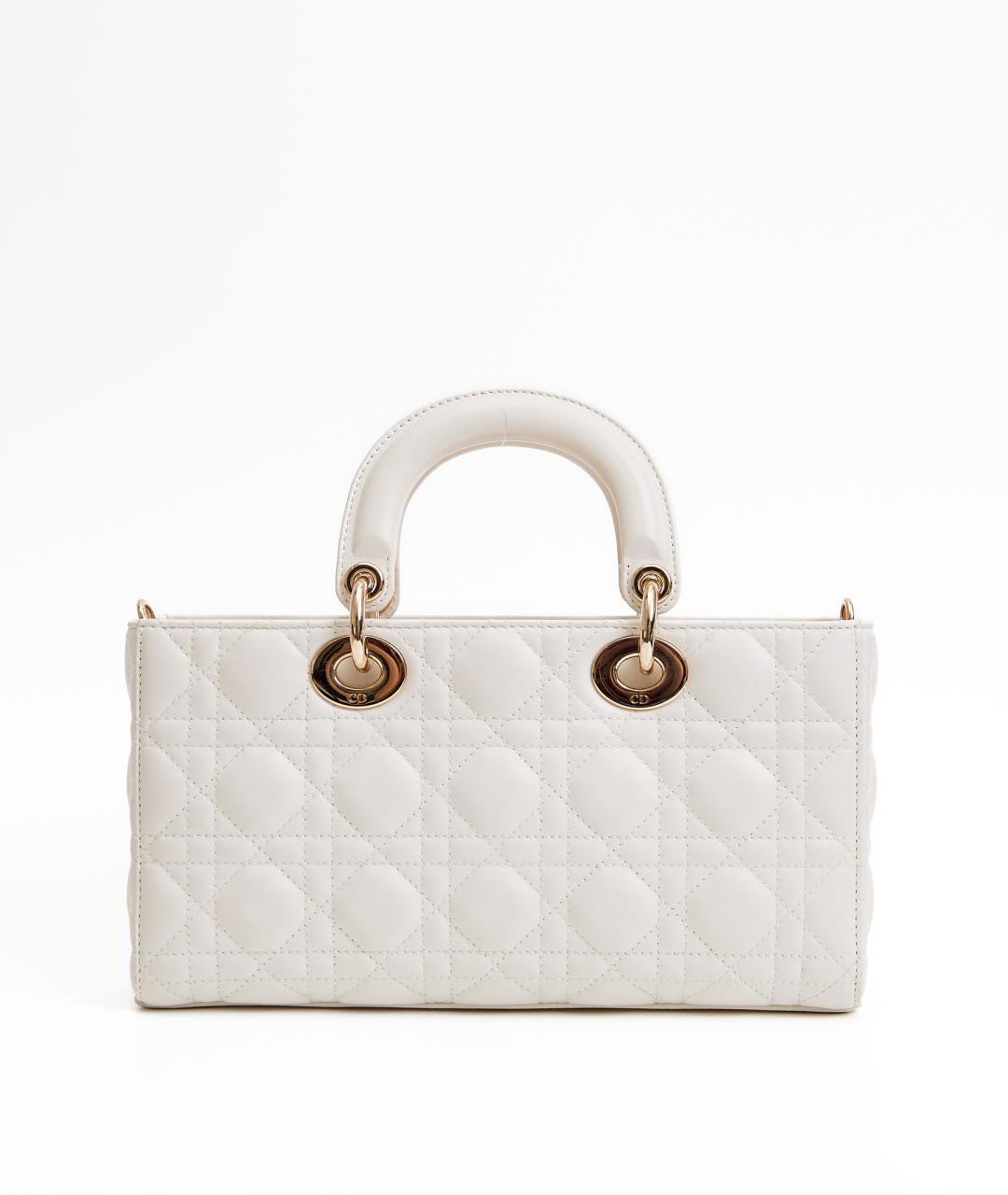 CHRISTIAN DIOR Белая кожаная сумка с короткими ручками, фото 3
