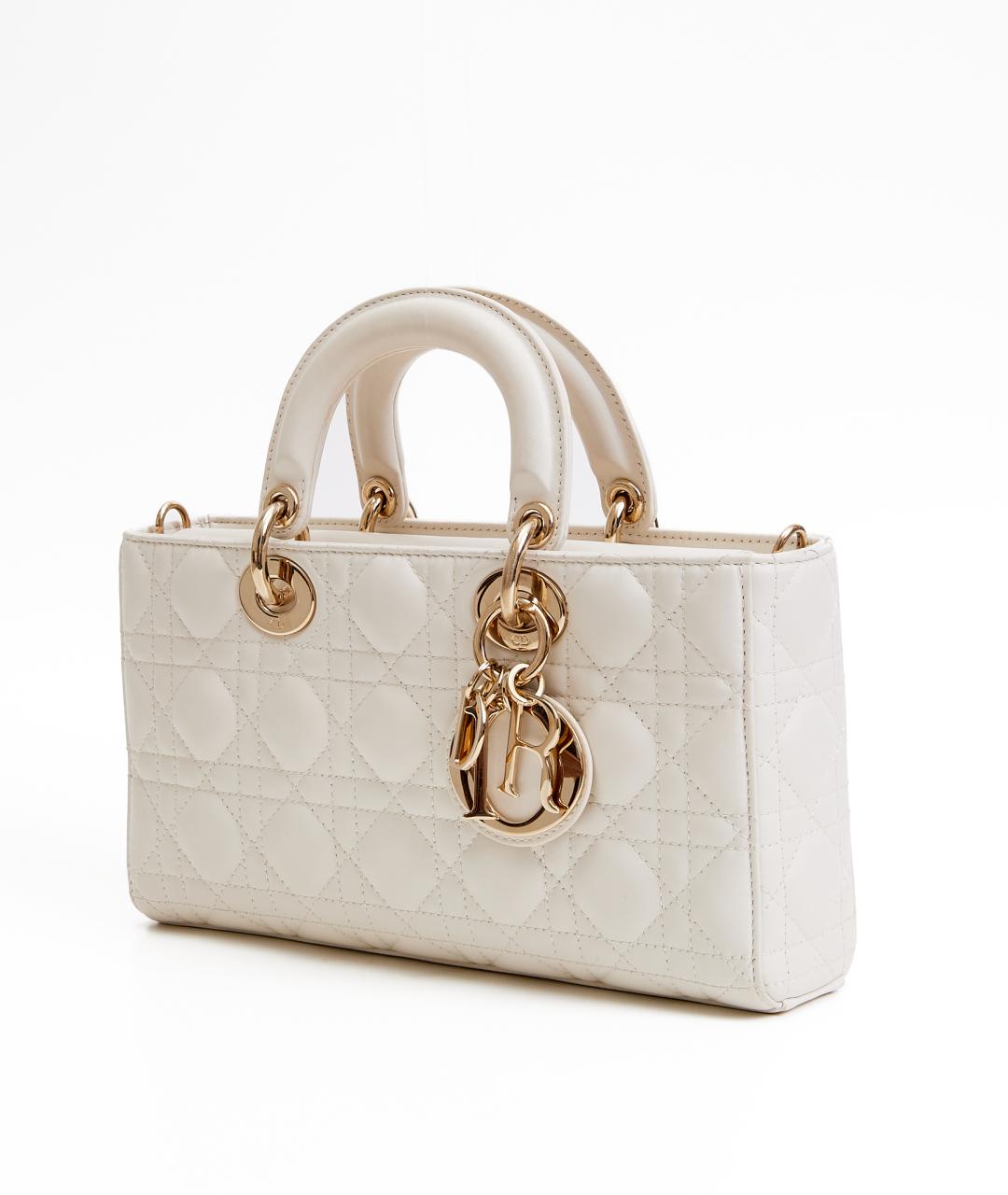 CHRISTIAN DIOR Белая кожаная сумка с короткими ручками, фото 2