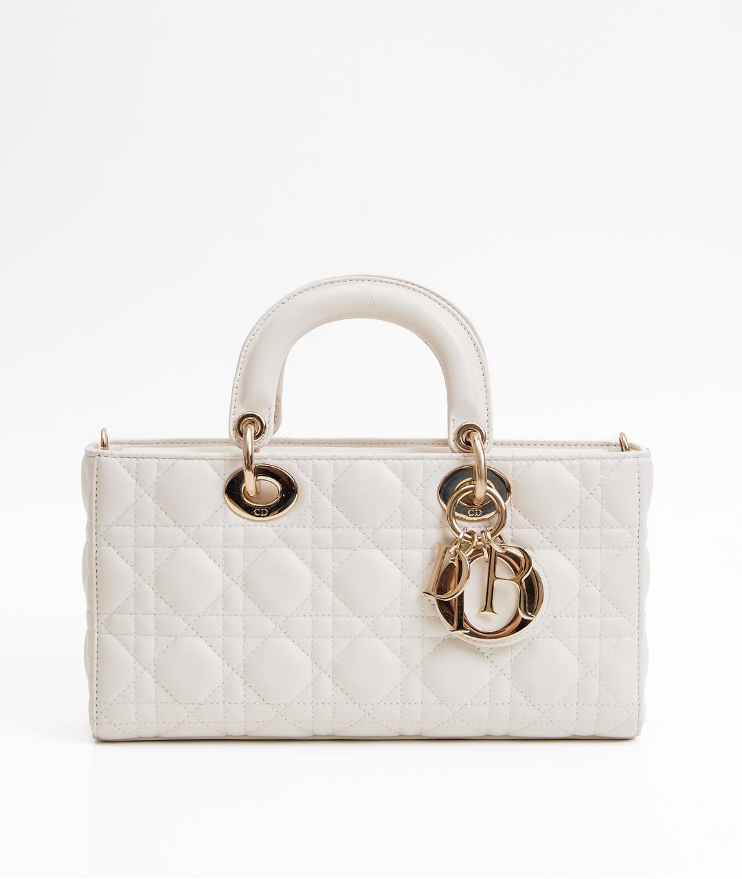 CHRISTIAN DIOR Белая кожаная сумка с короткими ручками, фото 9