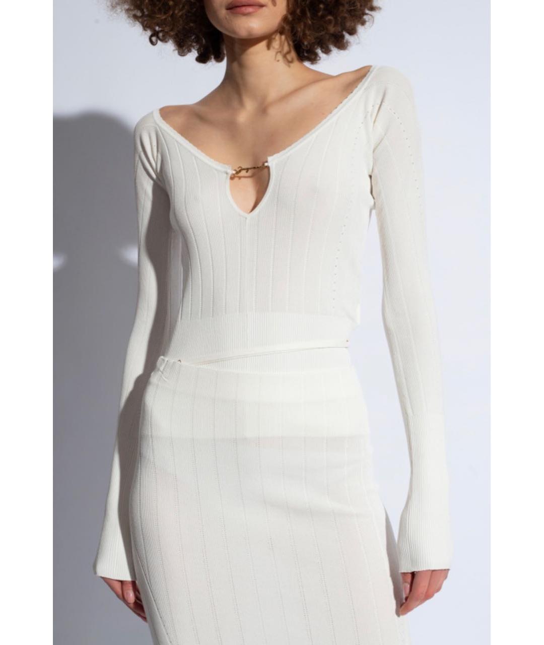 JACQUEMUS Белый хлопковый джемпер / свитер, фото 2