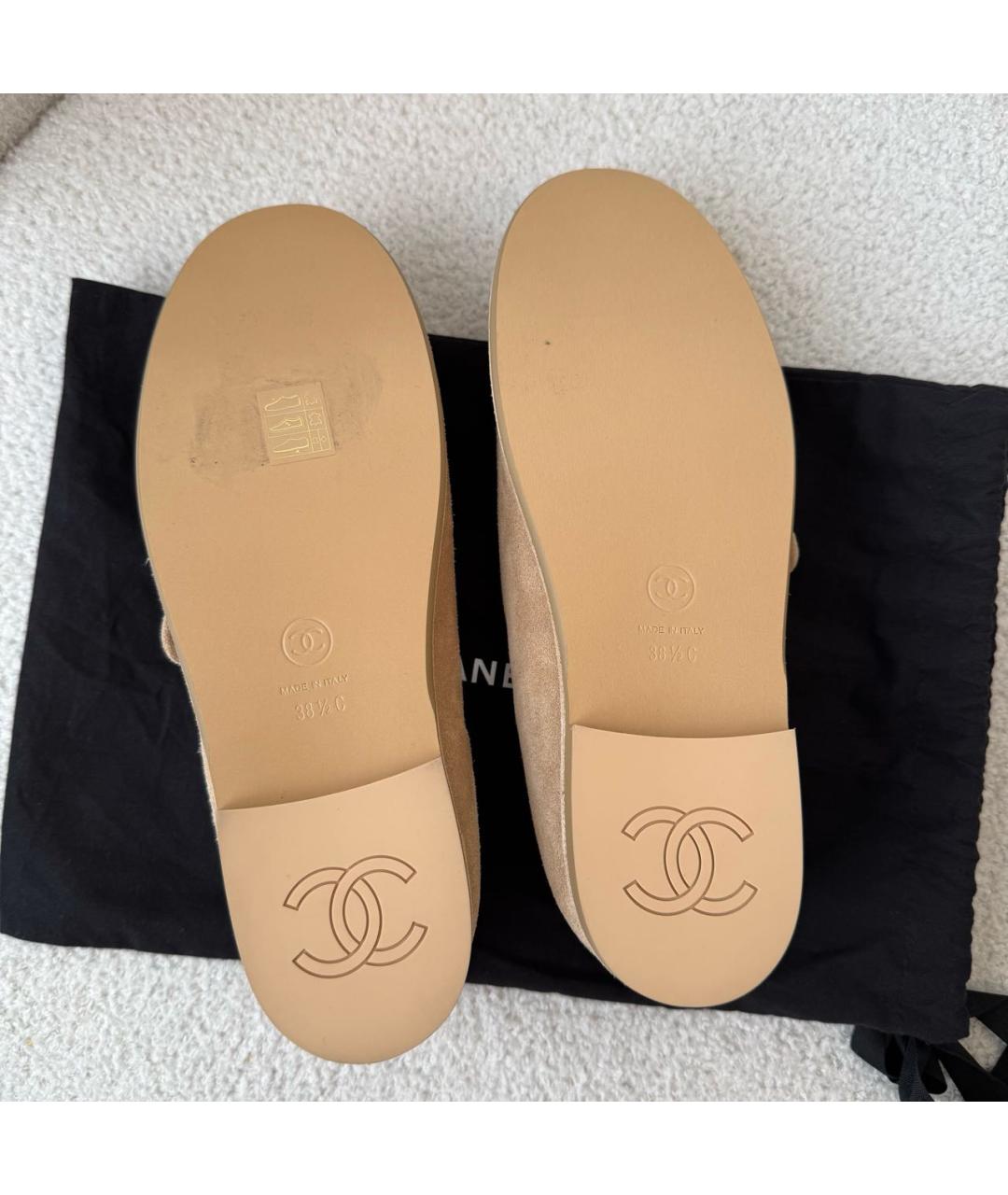 CHANEL Бежевые замшевые балетки, фото 6