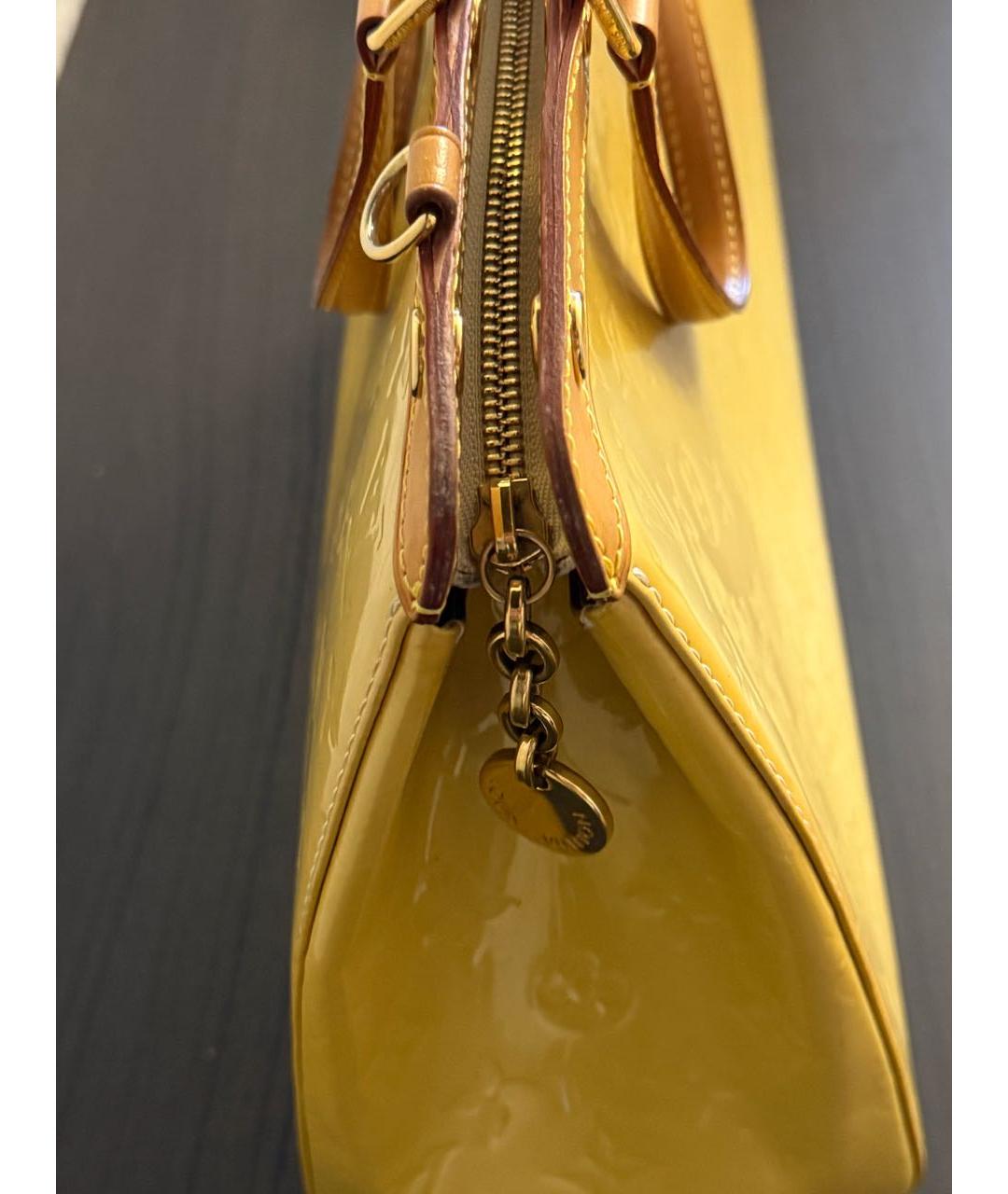 LOUIS VUITTON Желтая сумка тоут из лакированной кожи, фото 8