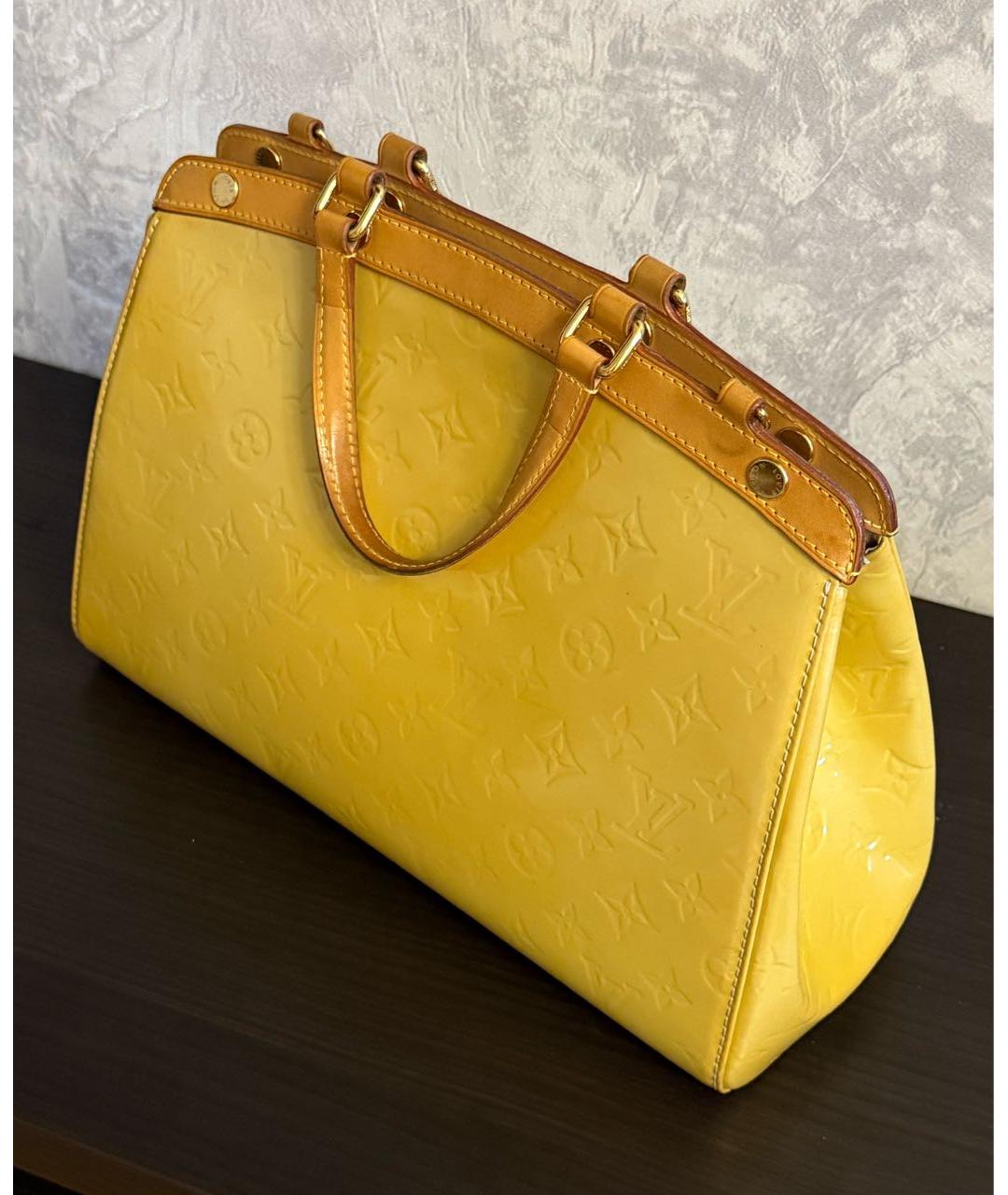LOUIS VUITTON Желтая сумка тоут из лакированной кожи, фото 2