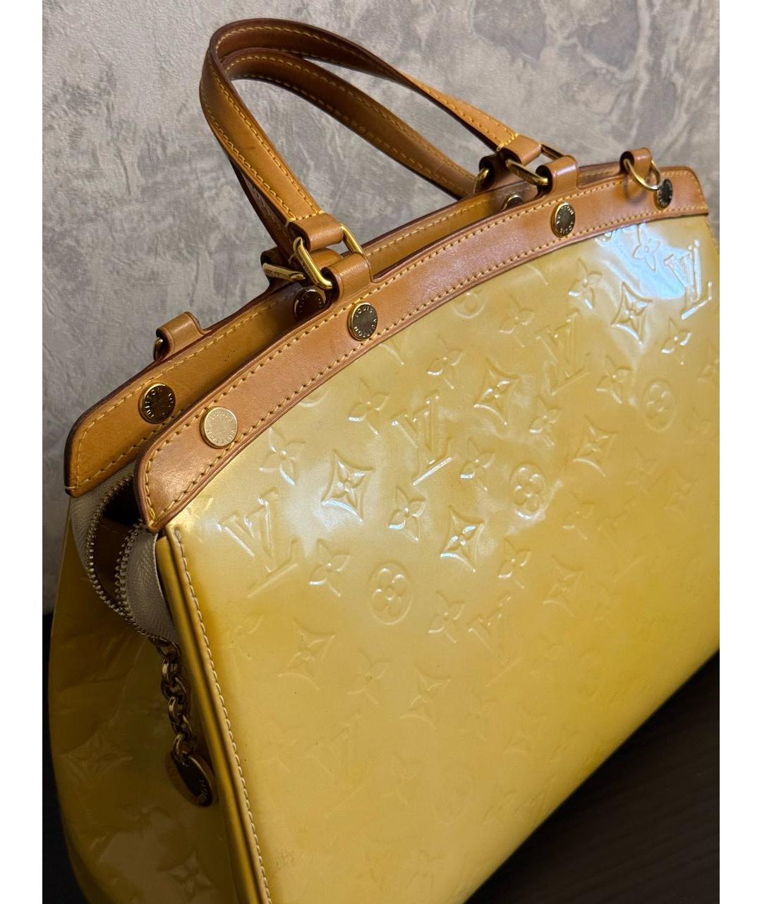 LOUIS VUITTON Желтая сумка тоут из лакированной кожи, фото 7