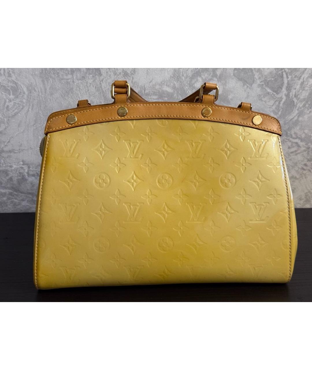 LOUIS VUITTON Желтая сумка тоут из лакированной кожи, фото 3