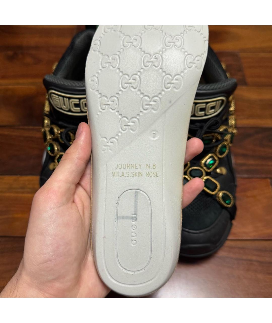 GUCCI Черные текстильные низкие кроссовки / кеды, фото 5