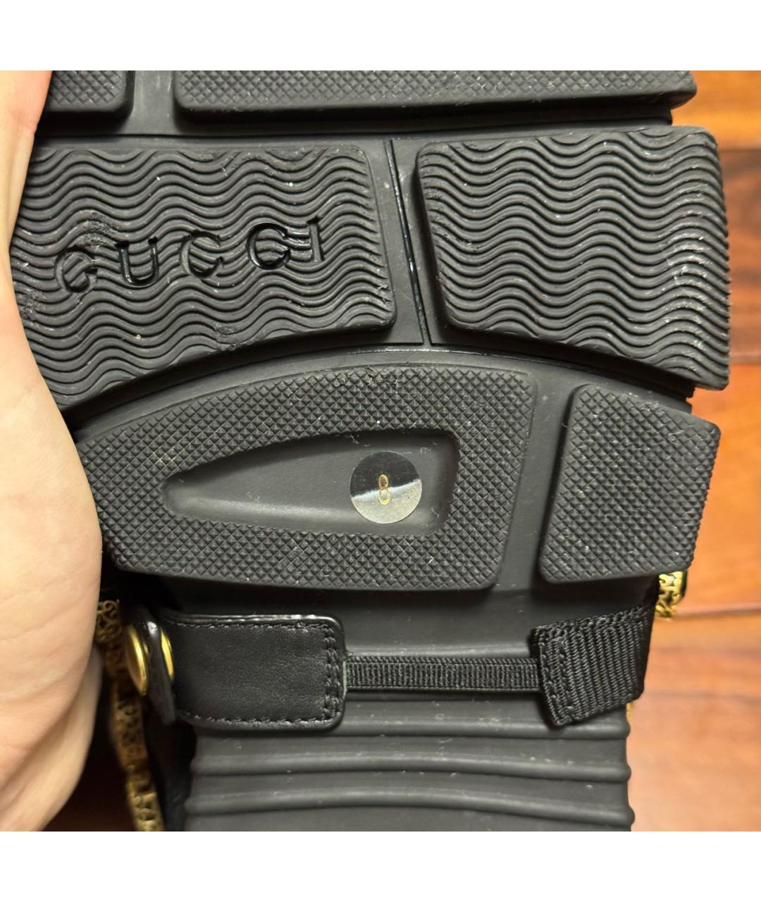 GUCCI Черные текстильные низкие кроссовки / кеды, фото 6