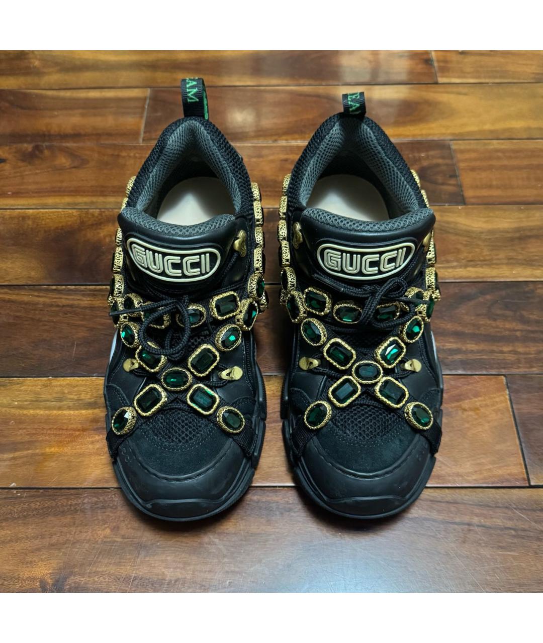 GUCCI Черные текстильные низкие кроссовки / кеды, фото 2