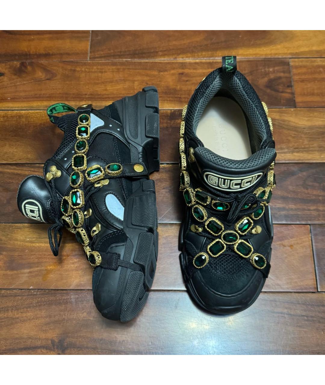 GUCCI Черные текстильные низкие кроссовки / кеды, фото 3