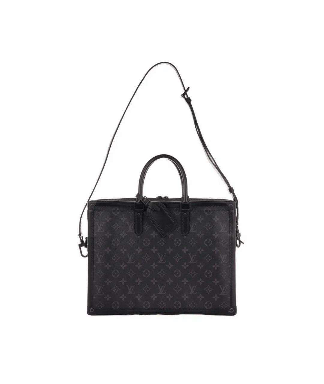 LOUIS VUITTON Черный кожаный портфель, фото 3
