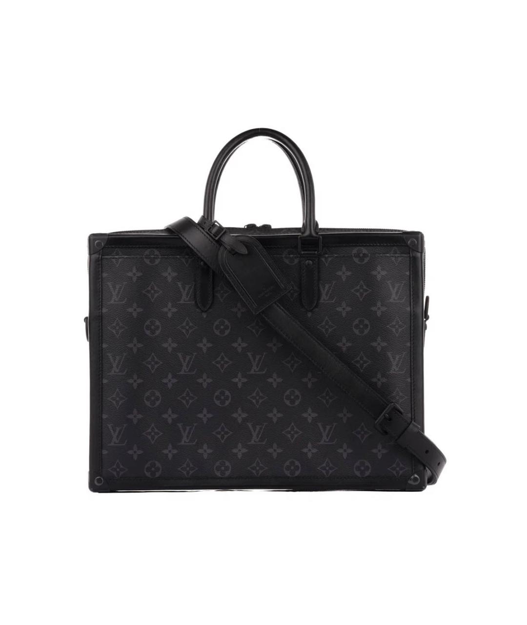 LOUIS VUITTON Черный кожаный портфель, фото 9