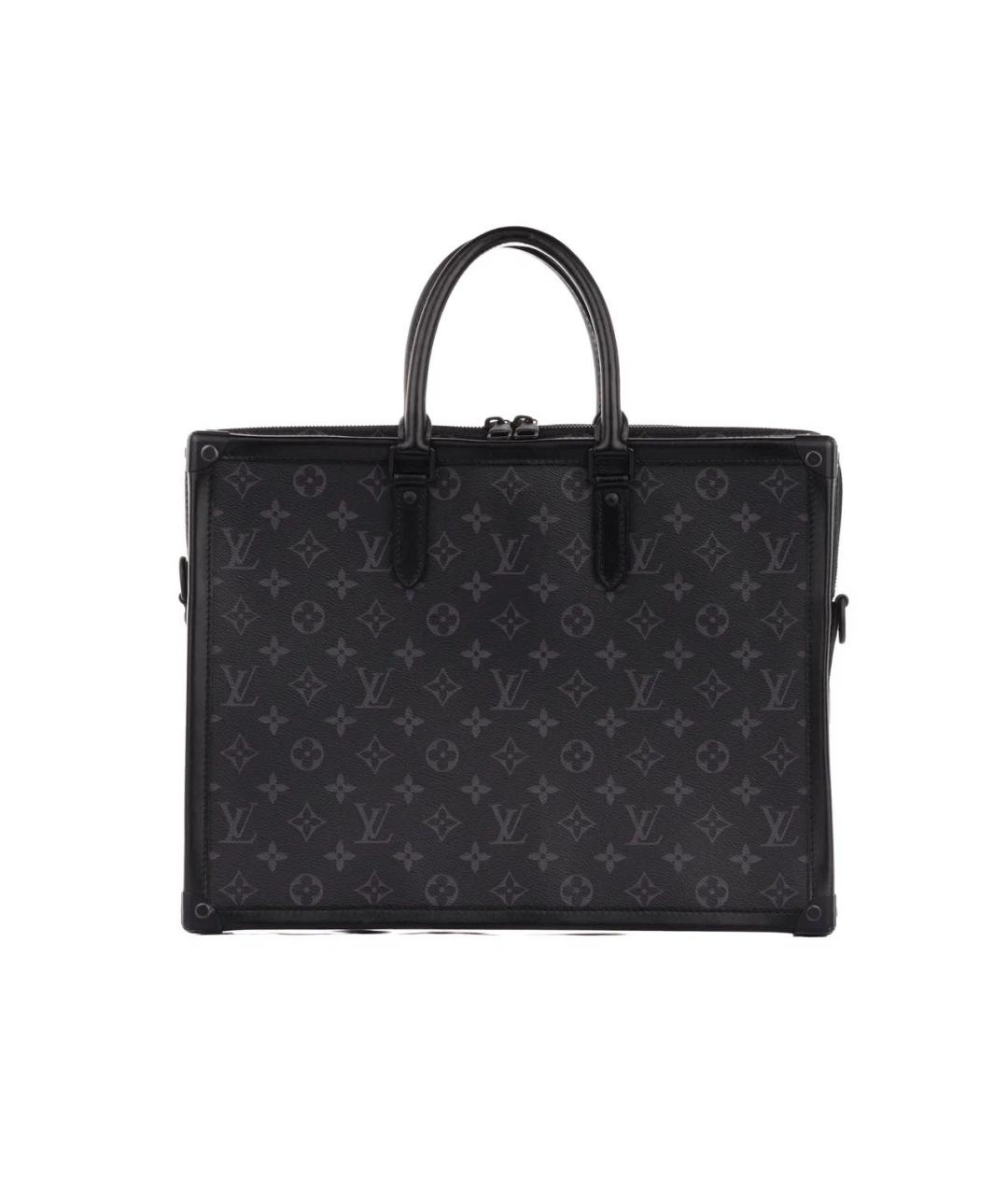 LOUIS VUITTON Черный кожаный портфель, фото 4