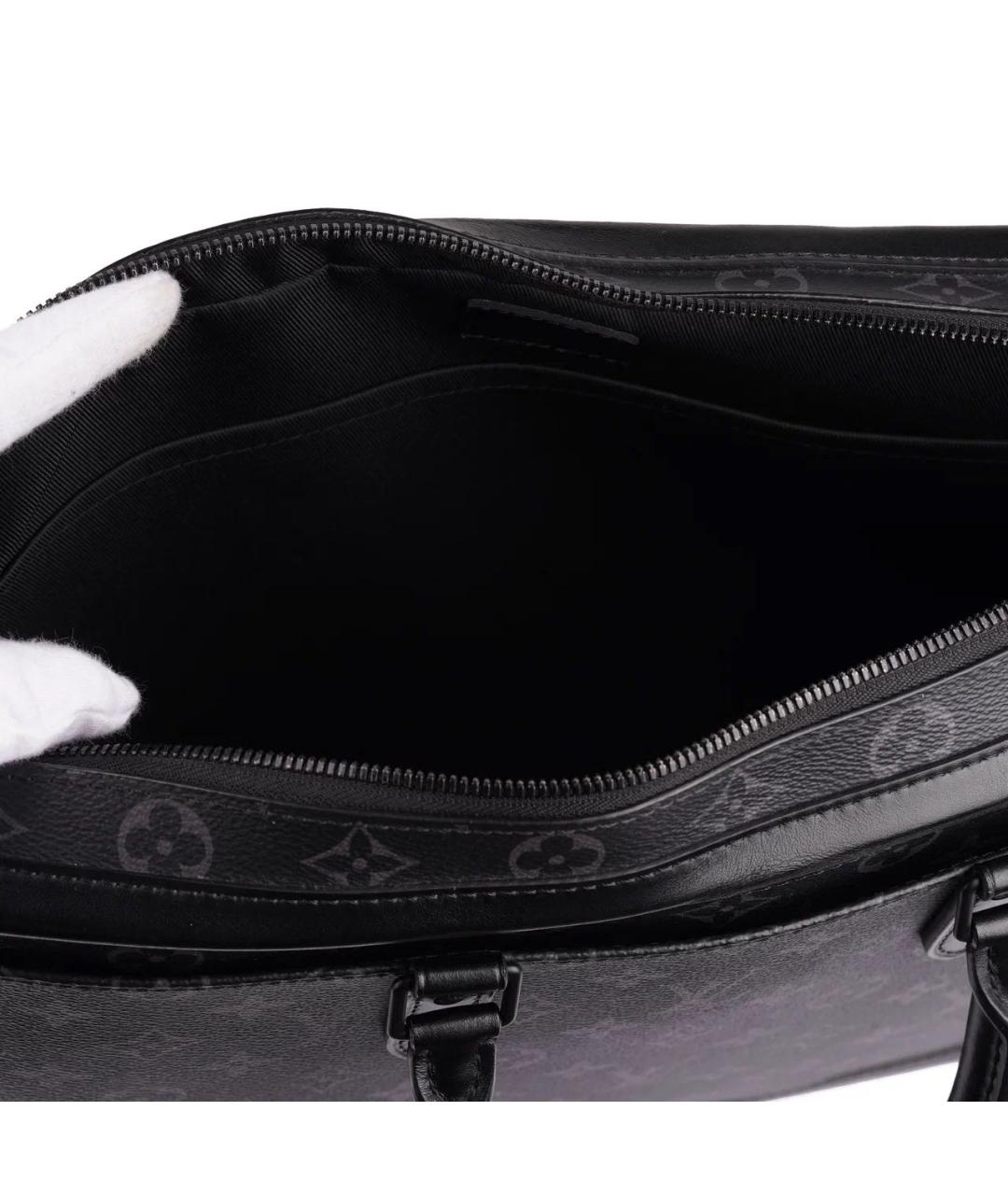 LOUIS VUITTON Черный кожаный портфель, фото 8