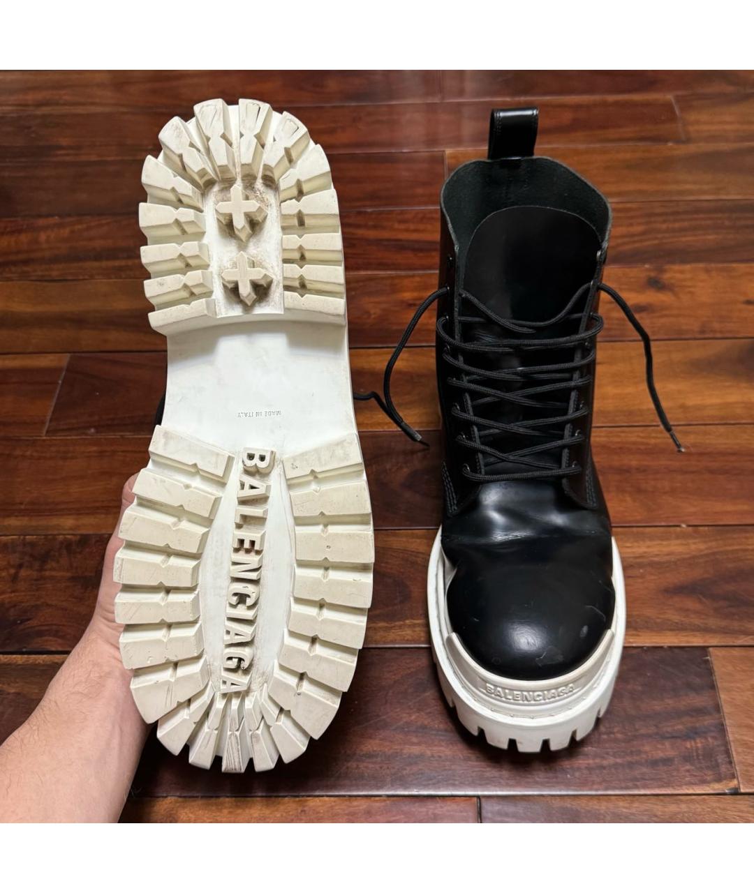 BALENCIAGA Белые кожаные высокие ботинки, фото 3