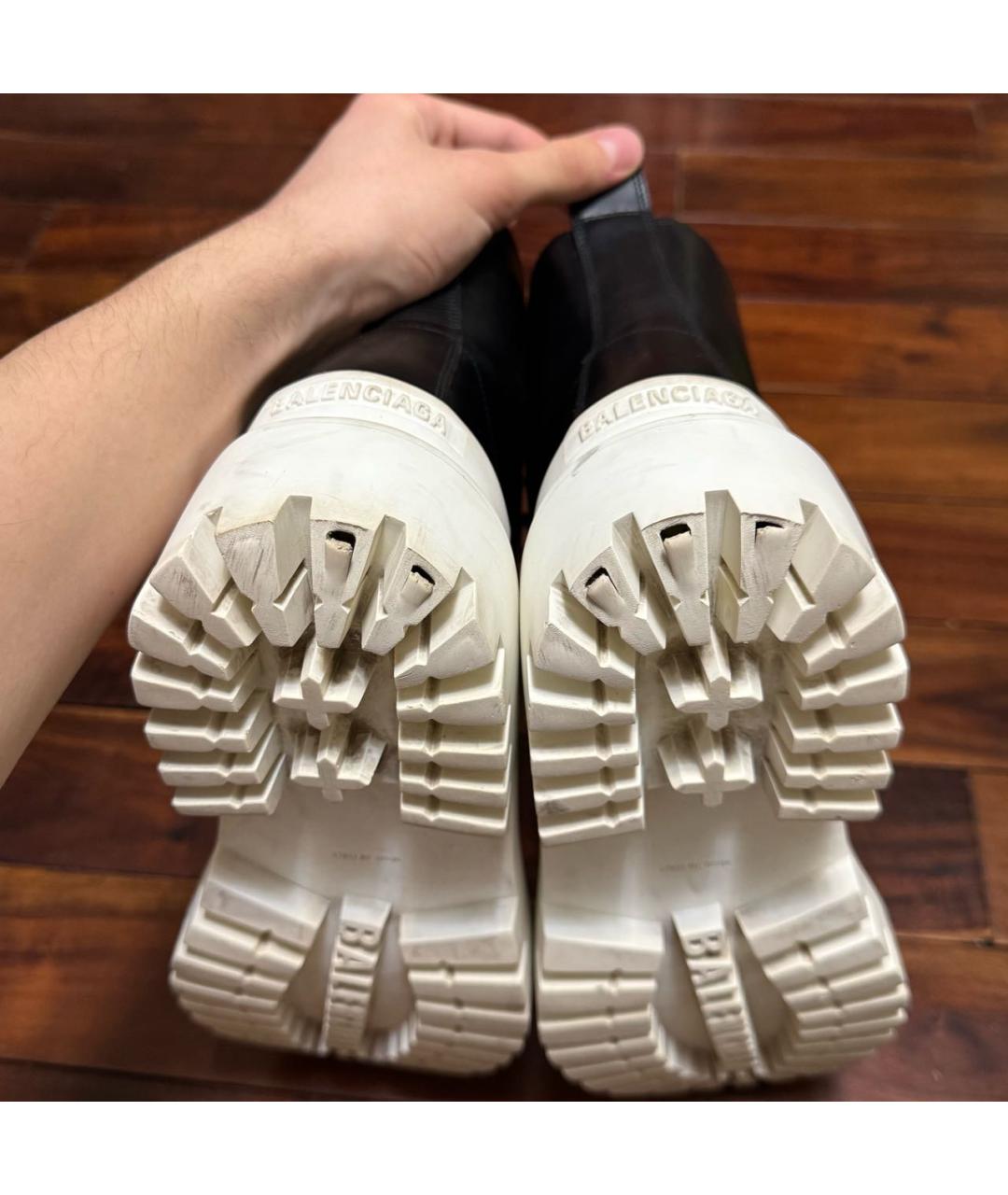 BALENCIAGA Белые кожаные высокие ботинки, фото 4