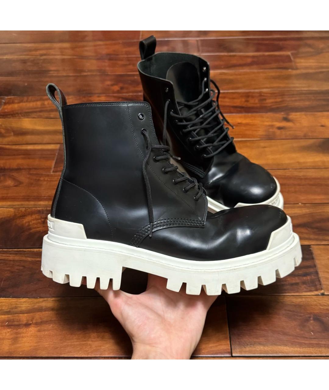 BALENCIAGA Белые кожаные высокие ботинки, фото 5