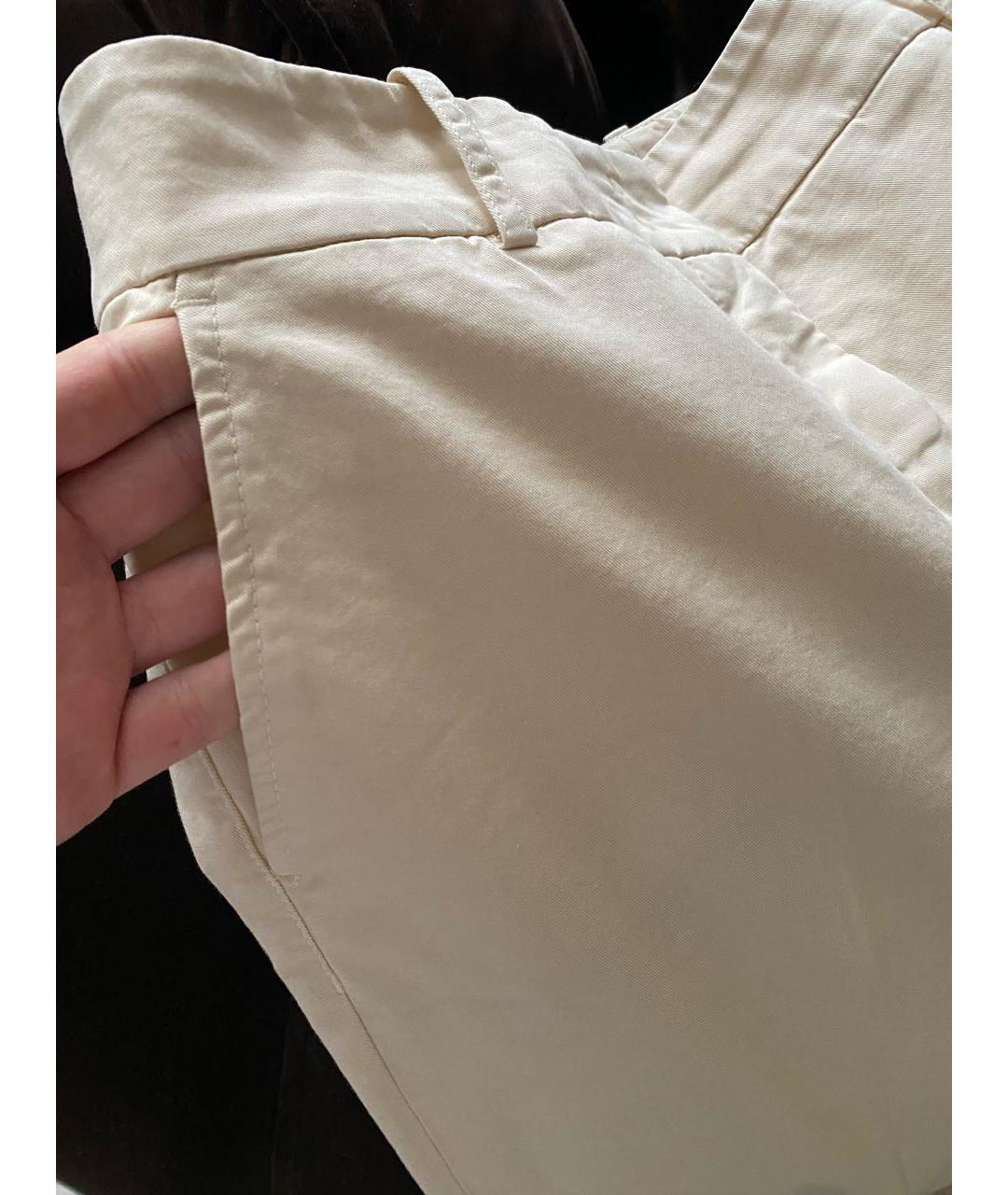PESERICO Белые хлопко-эластановые прямые брюки, фото 5