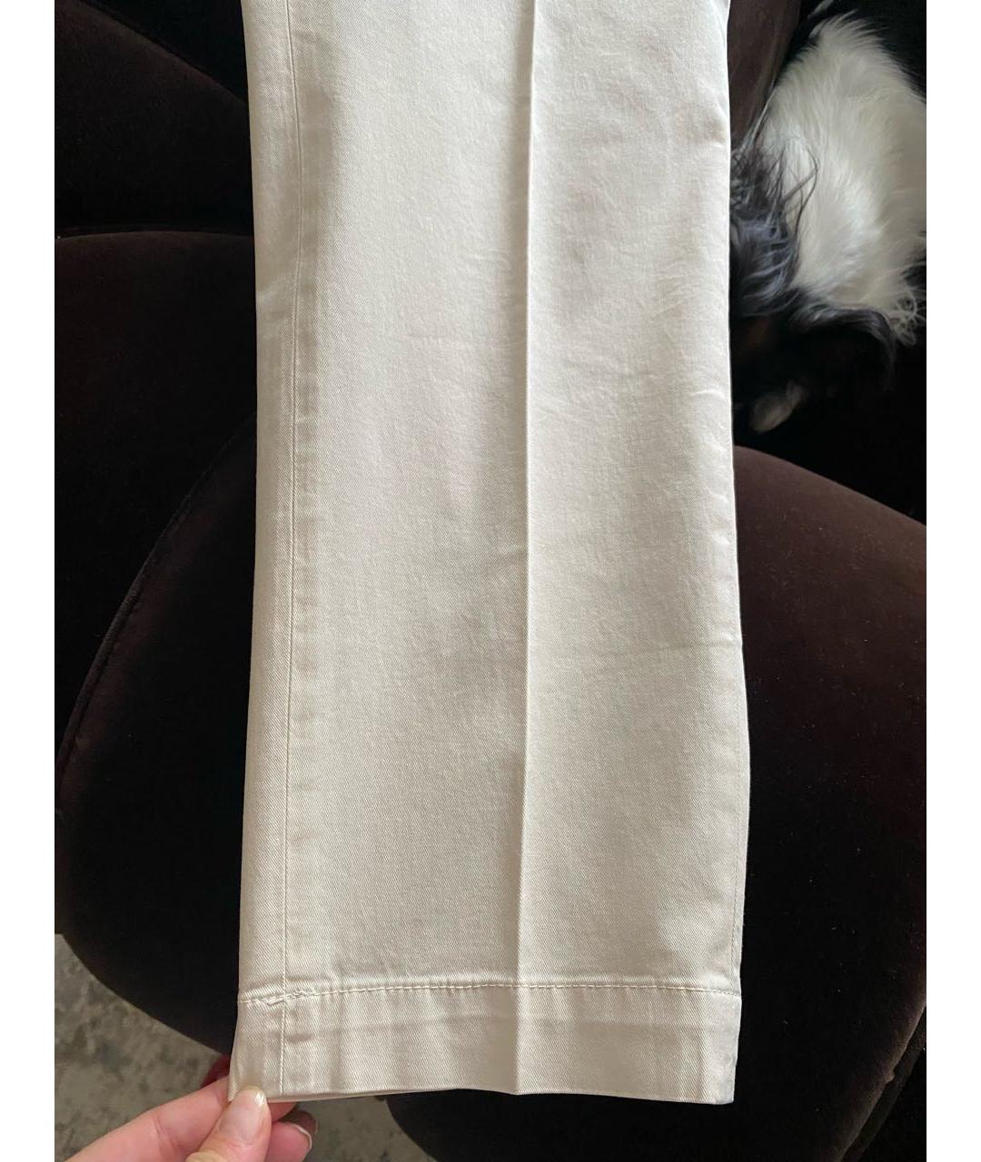 PESERICO Белые хлопко-эластановые прямые брюки, фото 7