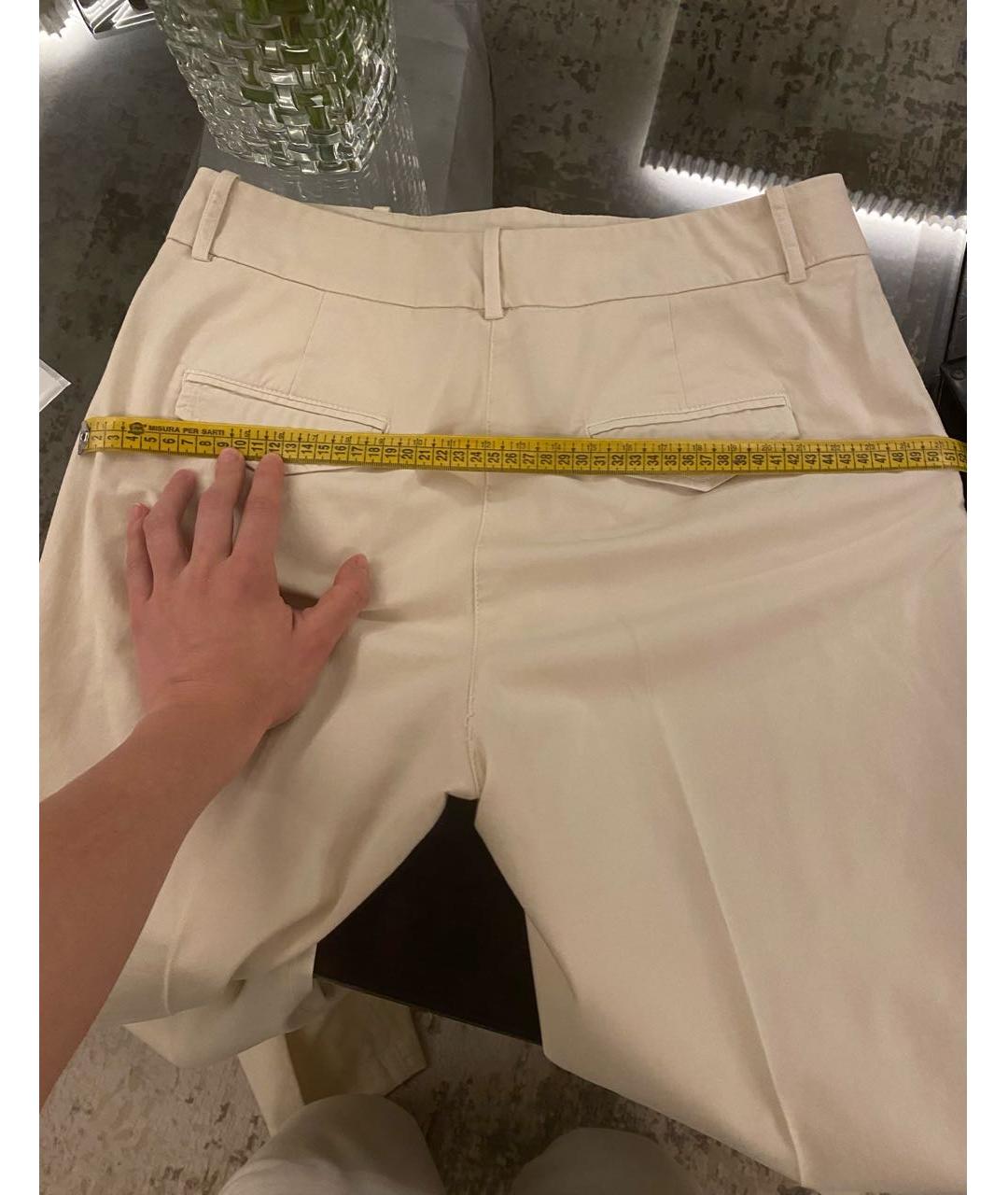 PESERICO Белые хлопко-эластановые прямые брюки, фото 8