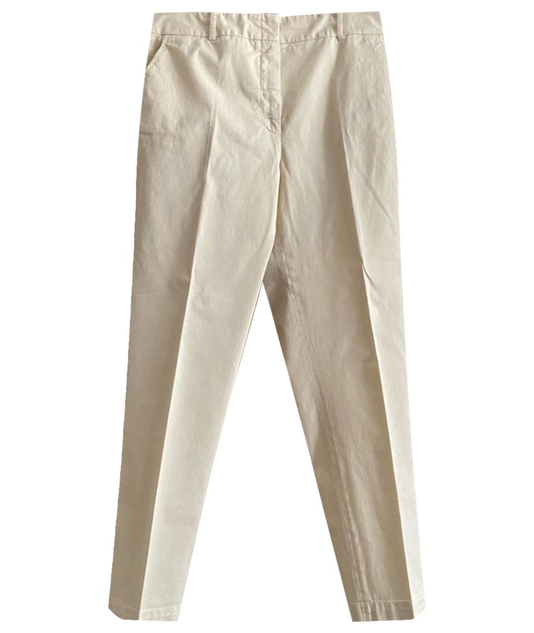 PESERICO Белые хлопко-эластановые прямые брюки, фото 1